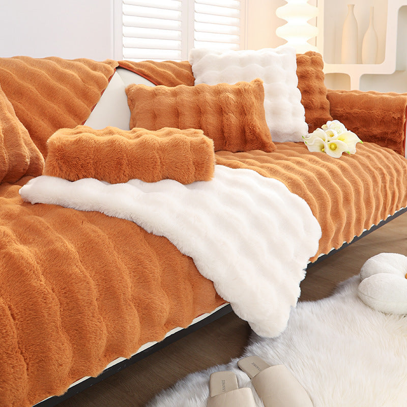 Rabbit Plush Sofa Cushion High-grade Leather Anti-skid | Home & Garden