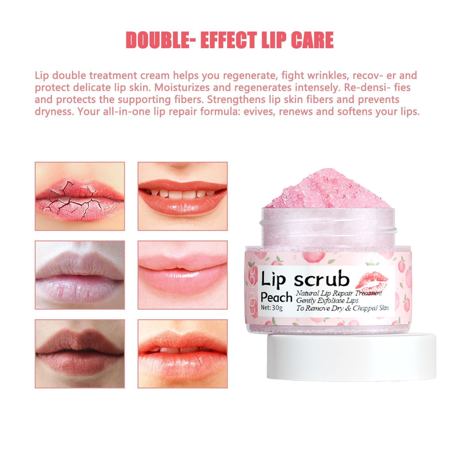 Eelhoe Peach Lip Scrub For Fading Lip Lines, Removing Dead S | Other