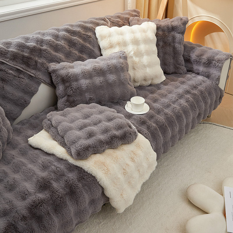 Rabbit Plush Sofa Cushion High-grade Leather Anti-skid | Home & Garden