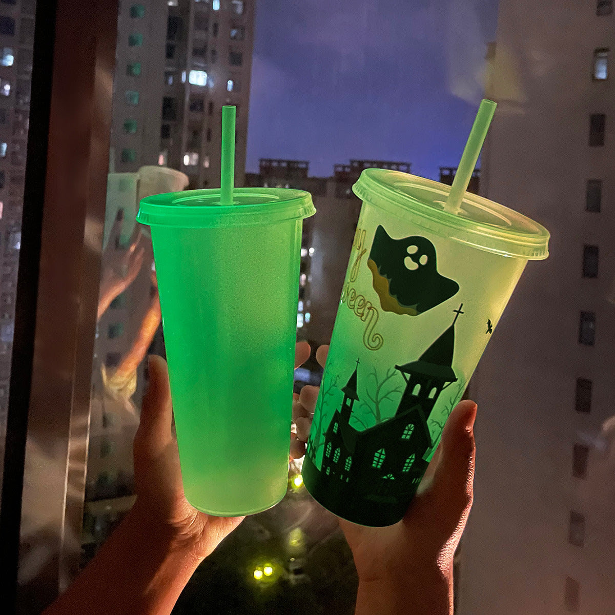720ml Plastic Sippy Cup Halloween Luminous Straw Cup | Other