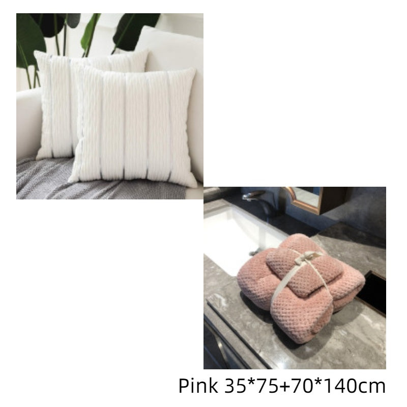 Simple Luxury Striped Velvet Pillow Cover Pillow Cushion Cov | Other
