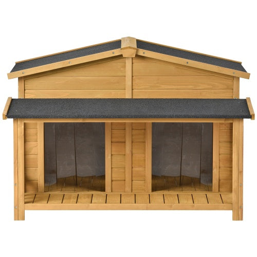 Large Wooden Dog House Outdoor Hut Style With Porch, 2 Doors | Other