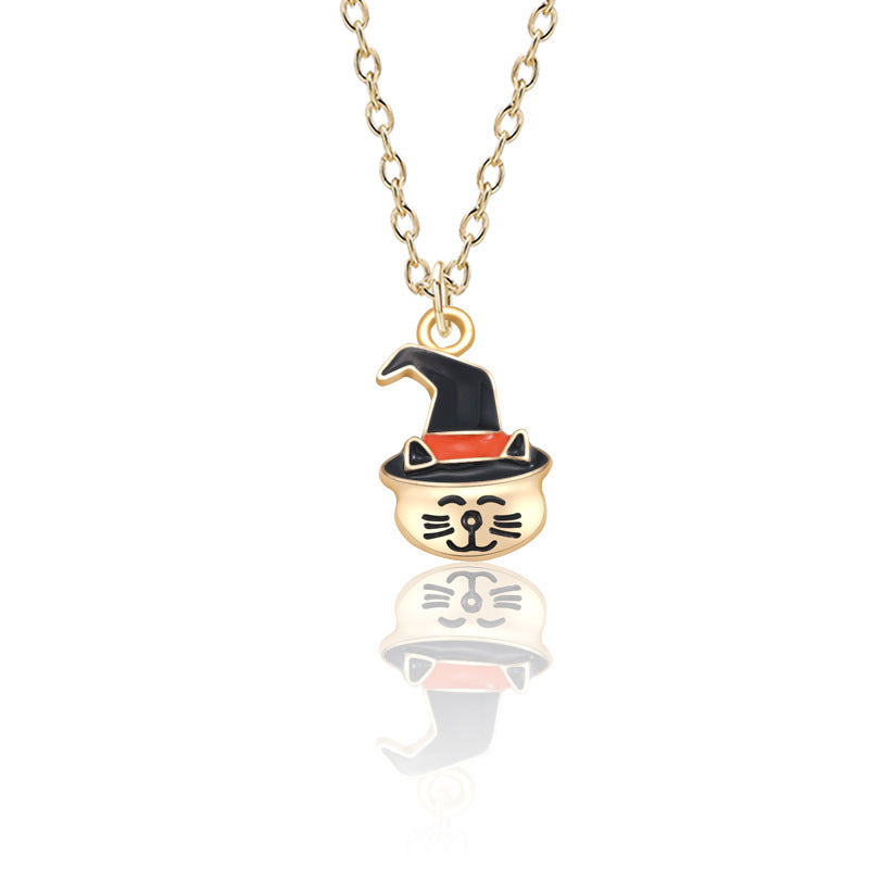 Halloween Oil Drop Pumpkin Cat Necklace Creative Clavicle Ch | Jewelry & Accessories