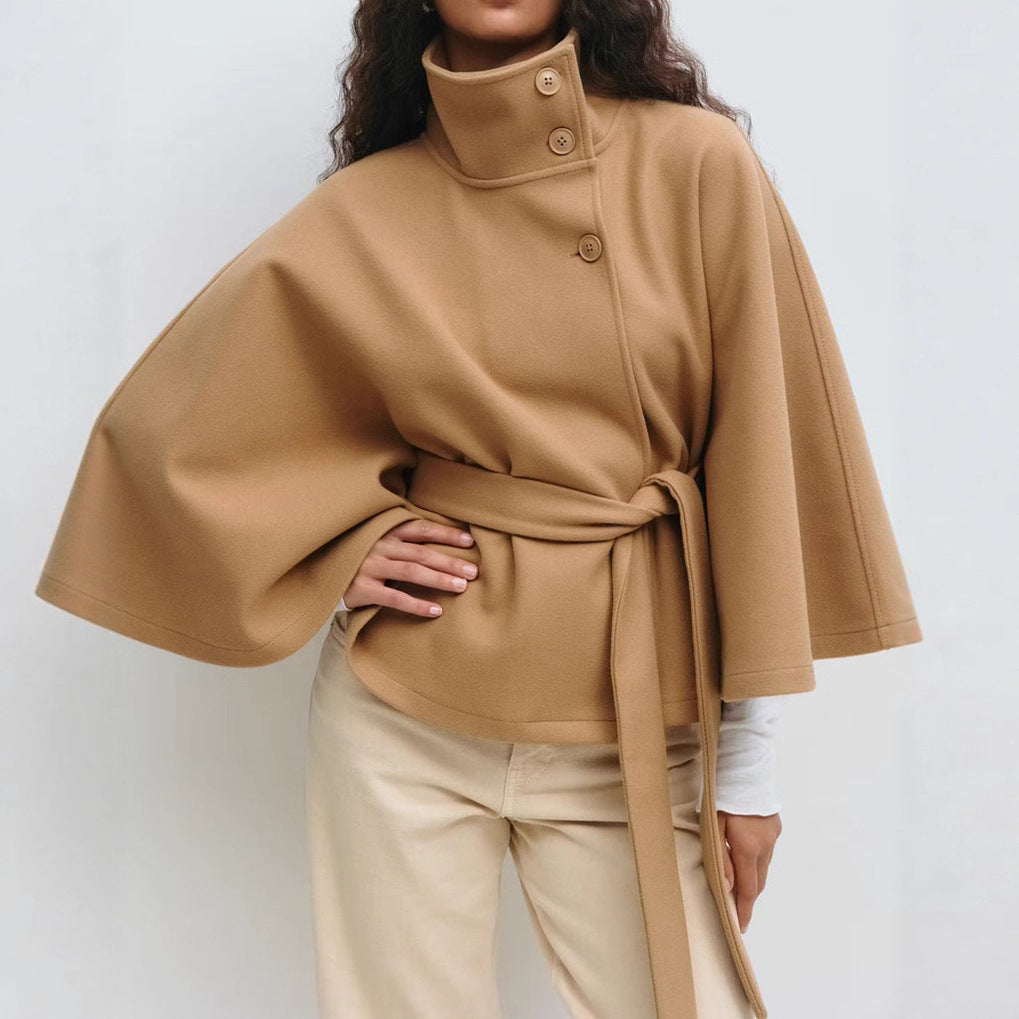 Winter High Neck Batwing Sleeve Coat With Belt Fashion Loose | Other