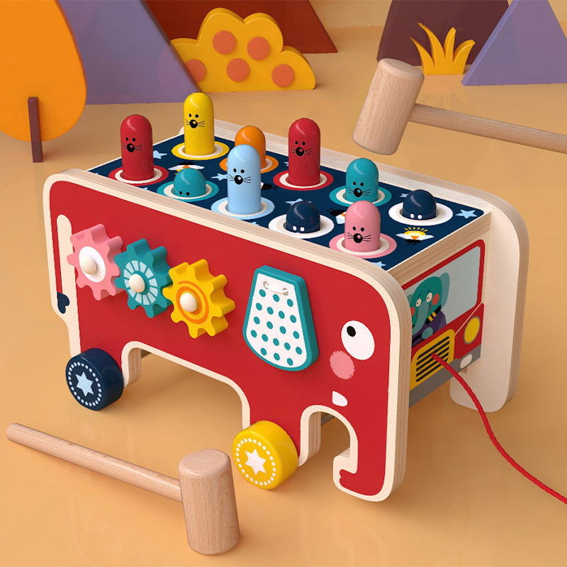 Montessori Toddlers Kids Wooden Pounding Bench Animal Bus To | Electronic Learning Toys