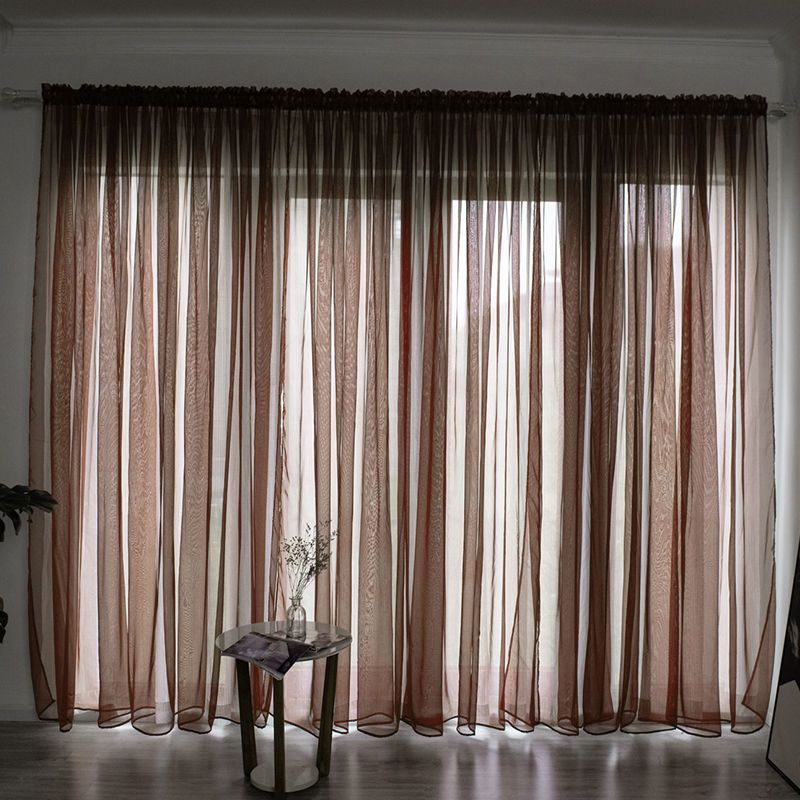 Simple And Modern Balcony Solid Color Gauze Curtain | Other