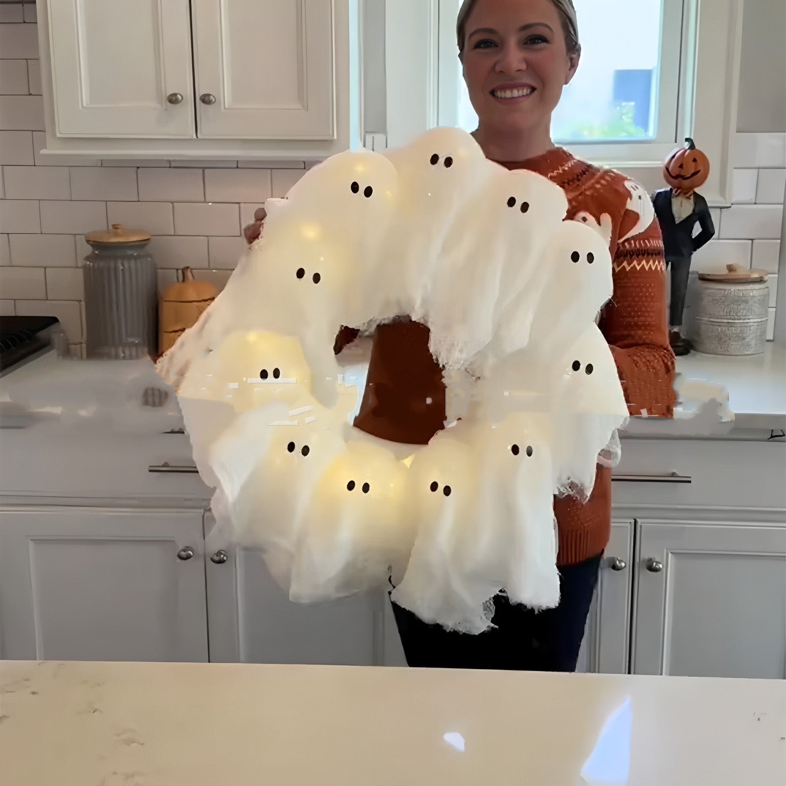 Halloween Decorations Ghost Wreath Cute Ghost Halloween Door | Other