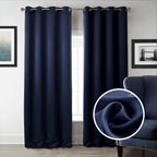 Dark Blue Bedroom Blackout Fabric Printed Curtains | Other