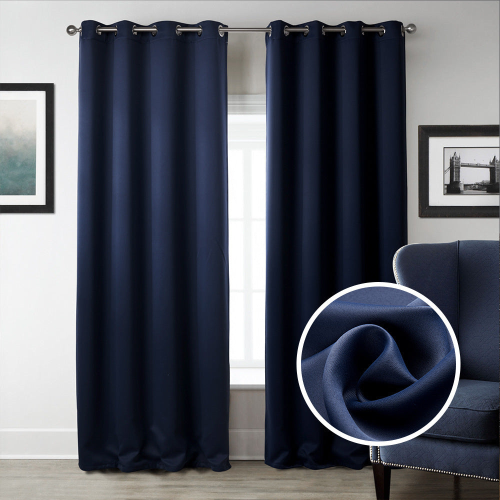 Dark Blue Bedroom Blackout Fabric Printed Curtains | Other