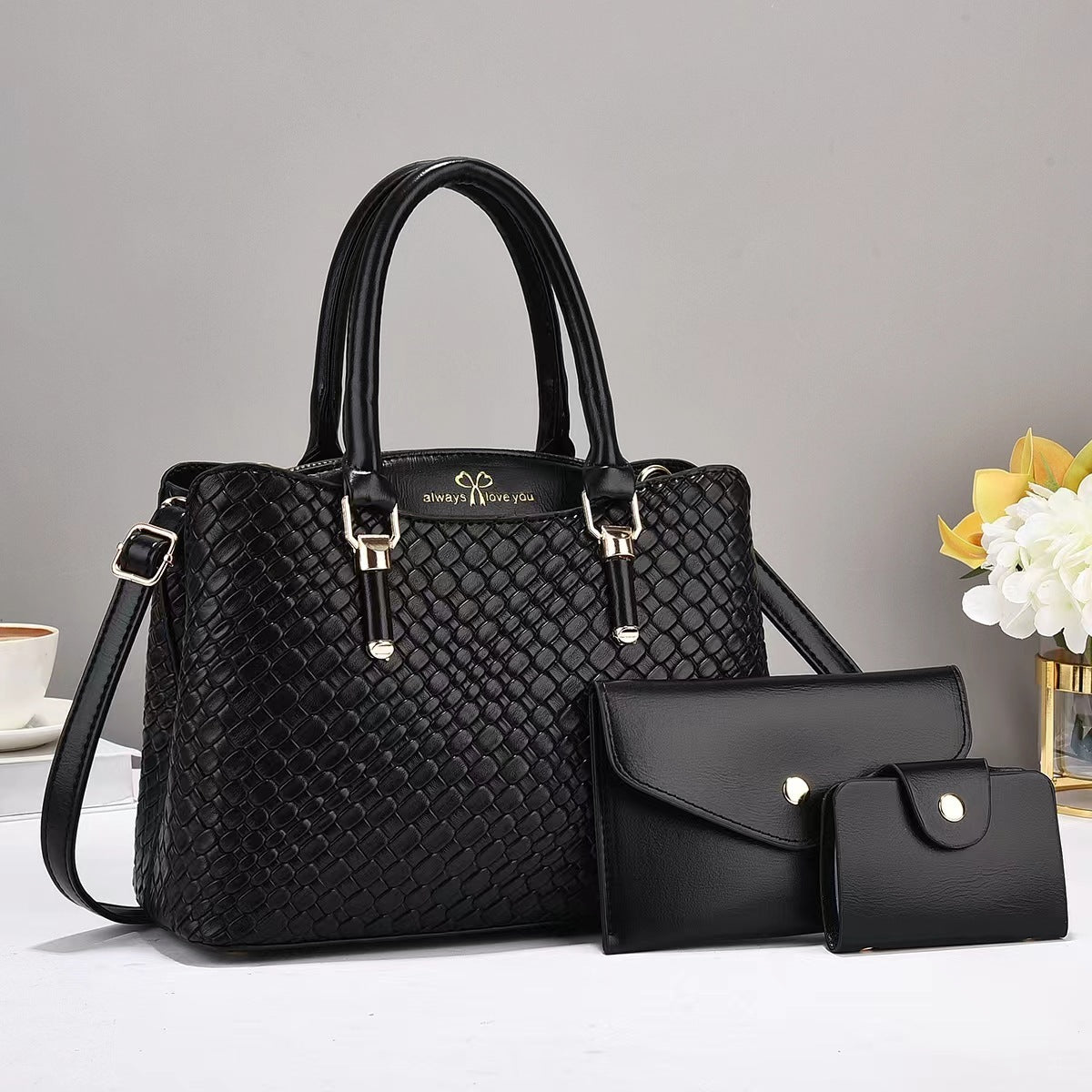 Woven Texture Three-piece Set Large Capacity One Shoulder Co | Other