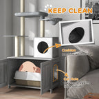 Pawhut Cat Tree With Litter Box Enclosure, 2 In 1 Floor To C | Other
