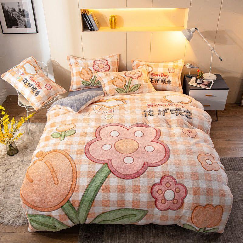 Four-piece Bedding With Velvet Sheets To Keep Warm Milk Velv | Other