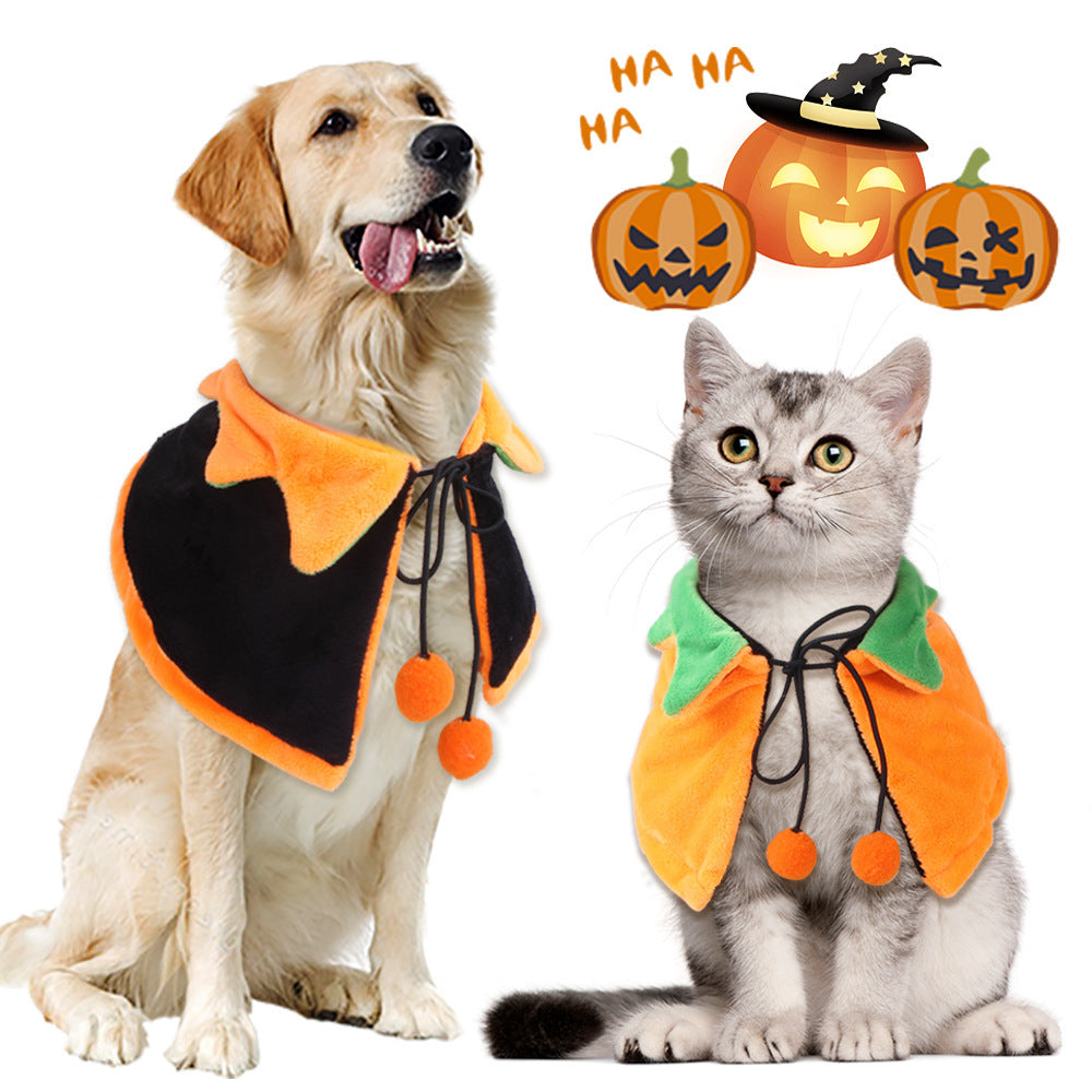 Halloween Pumpkin Double-sided Dog Cloak Cat Halloween Ornam | Other