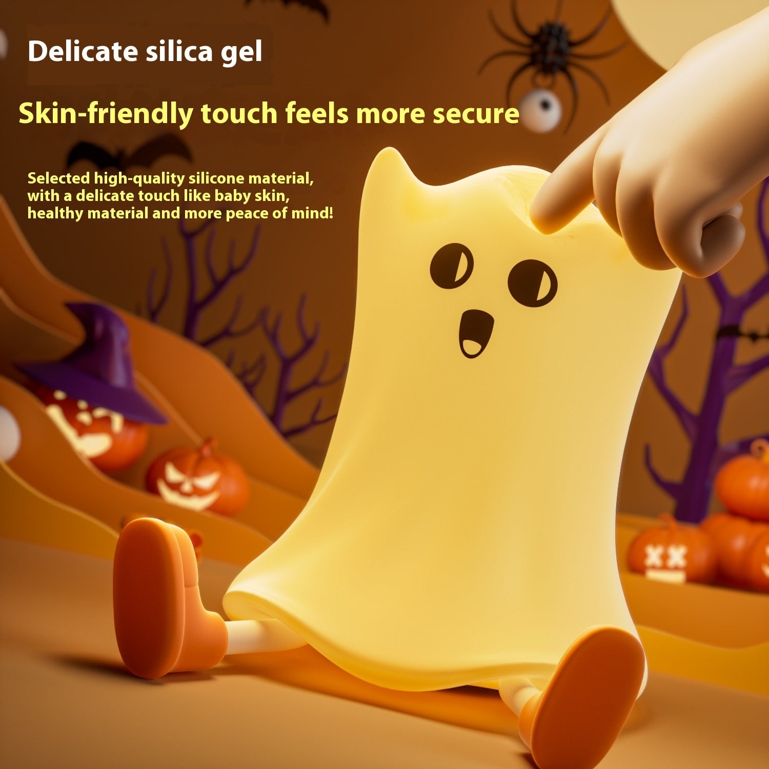 👻 Halloween Silicone Ghost Bedside Lamp – Touch Control Night Light