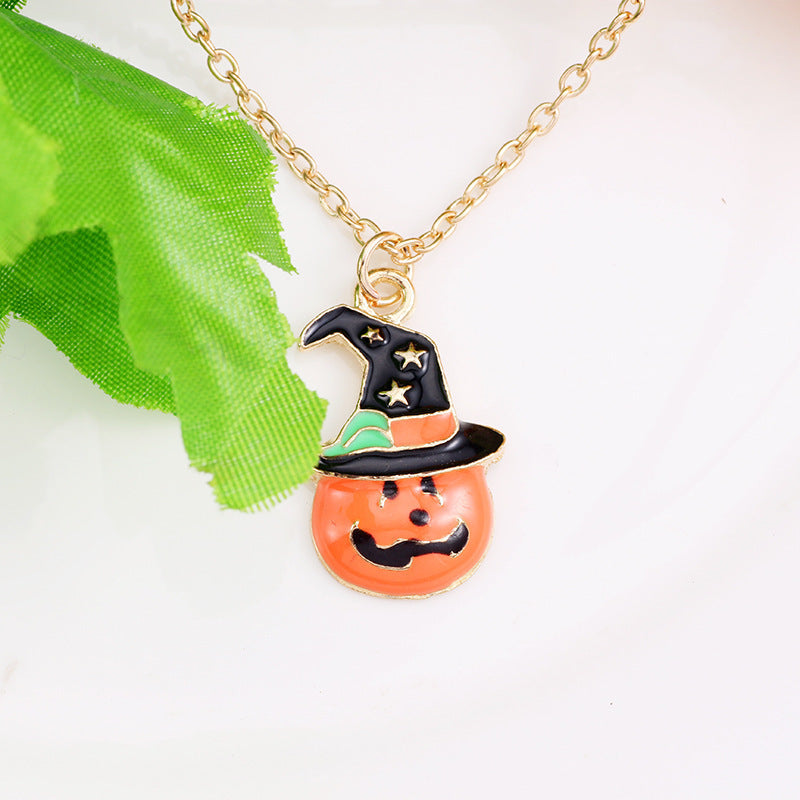 Halloween Oil Drop Pumpkin Cat Necklace Creative Clavicle Ch | Jewelry & Accessories