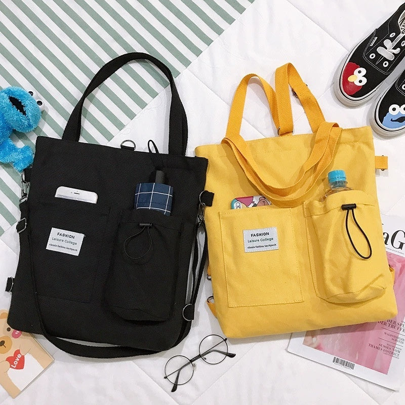 Harajuku Canvas Bags Students Handbag With Pockets Preppy Bu | Luggage & Bags