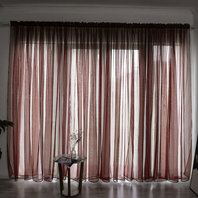 Simple And Modern Balcony Solid Color Gauze Curtain | Other