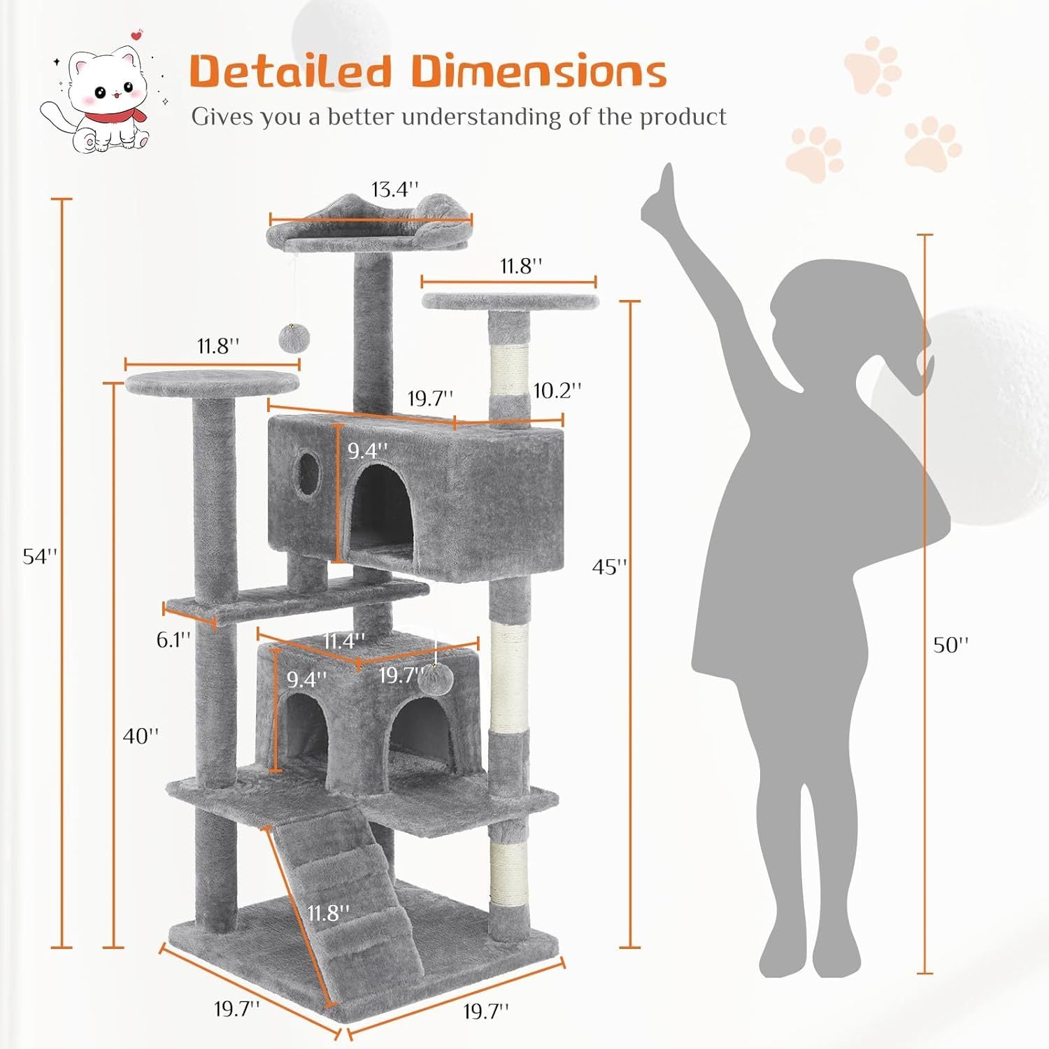 54 -cat Tree Tower - Multi-level With Sisal Grab Post, Indoo | Other