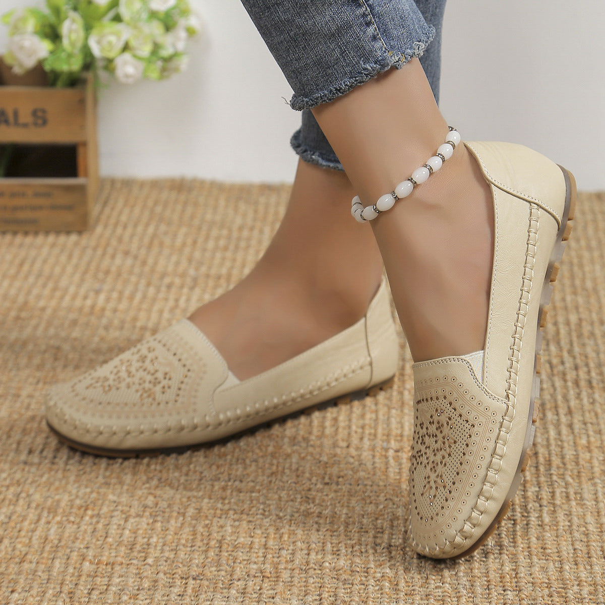 Handmade Stitching Gommino Solid Color Casual Women's Shoes | Shoes