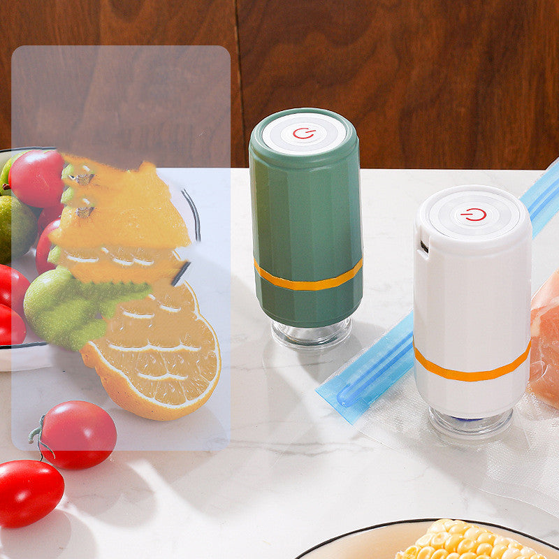 Mini USB Rechargeable Vacuum Sealer Pump – Portable Food & Clothes Saver with Storage Bags