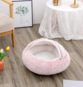 2 In 1 Dog And Cat Bed Pet Winter Bed Round Plush Warm Bed H | Other