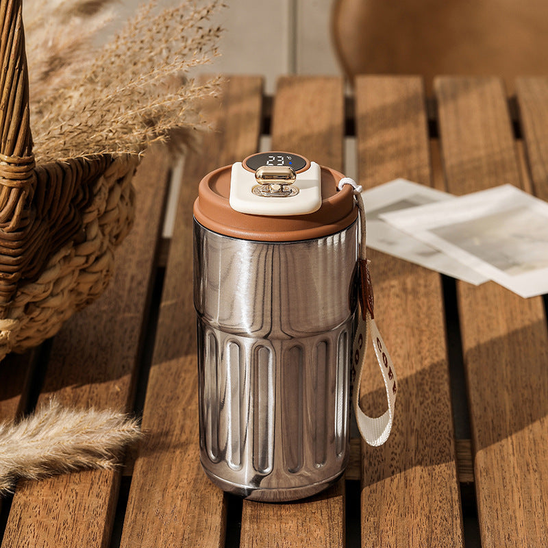 Smart Digital Thermal Bottle – 450ml Stainless Steel Insulated Coffee Mug with LED Temperature Display