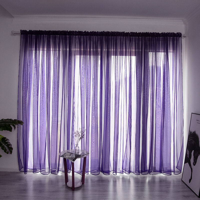 Simple And Modern Balcony Solid Color Gauze Curtain | Other