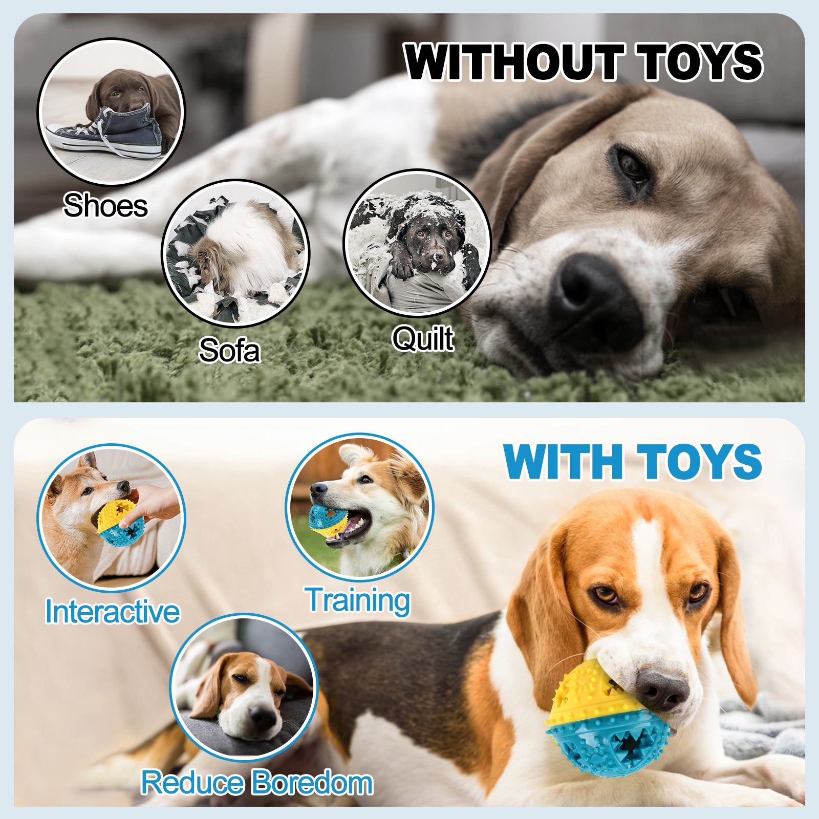 Dog Chew Toy Grinding Teeth Sound Ball Toy Leaking Food Ball | Electronic Learning Toys