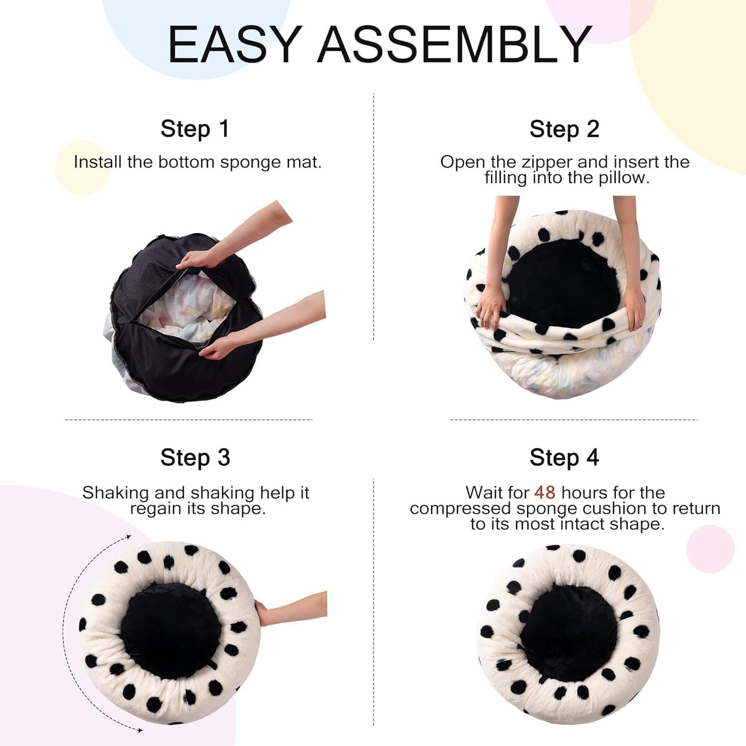 Mewoofun Donut Cat Bed For Indoor Cats - 23 Inch Round Washa | Other