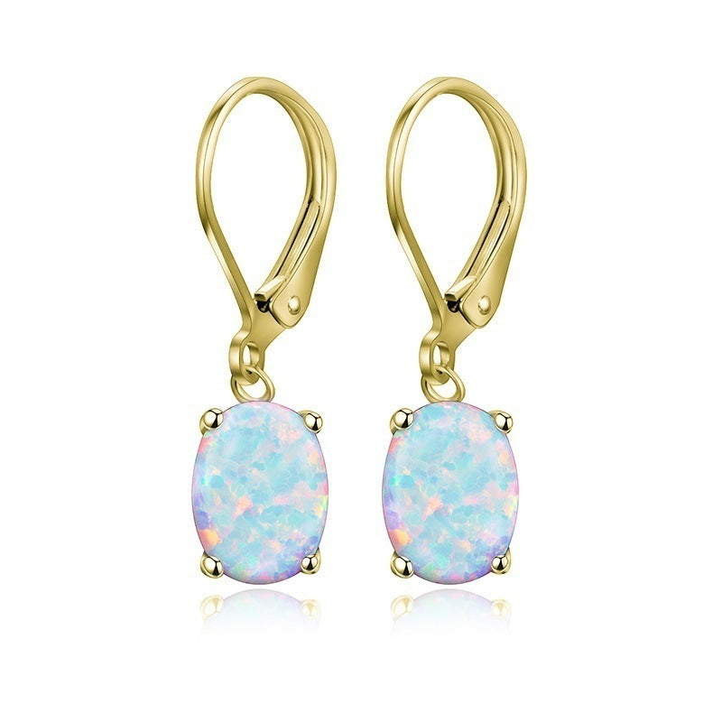 Four-claw Oval Opal Earrings European And American Ornament | Jewelry & Accessories