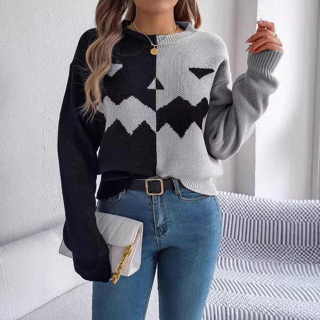 Halloween Contrast-color Pullover Sweater Fashion Long Sleev | Other
