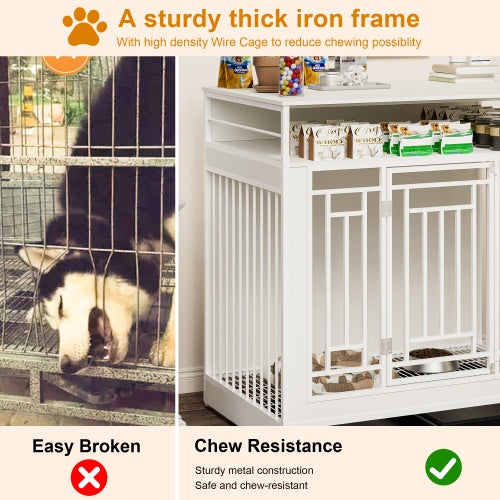 43.3 Inch Large Dog Kennel Furniture, Wooden Kennel With Div | Home & Garden