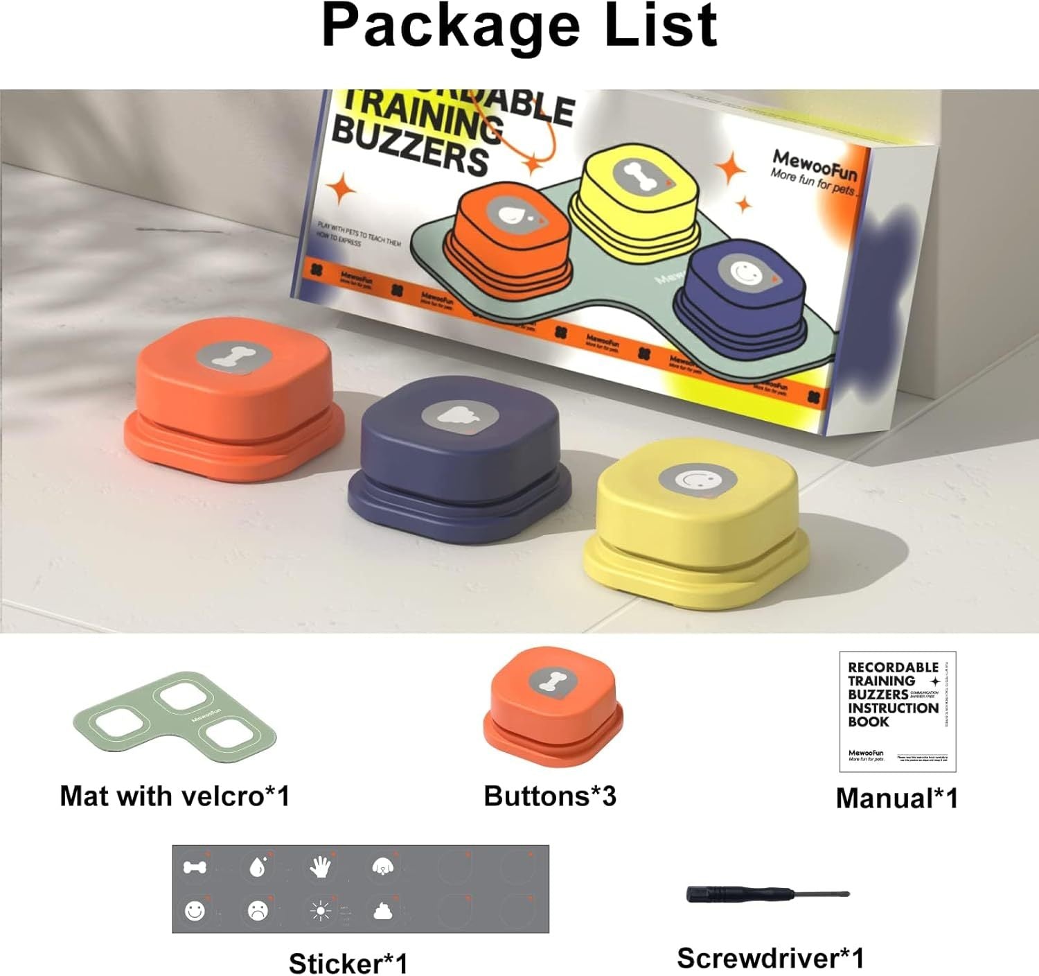 Mewoofun Dog Talking Buttons Set - 3 Recordable Communicatio | Other