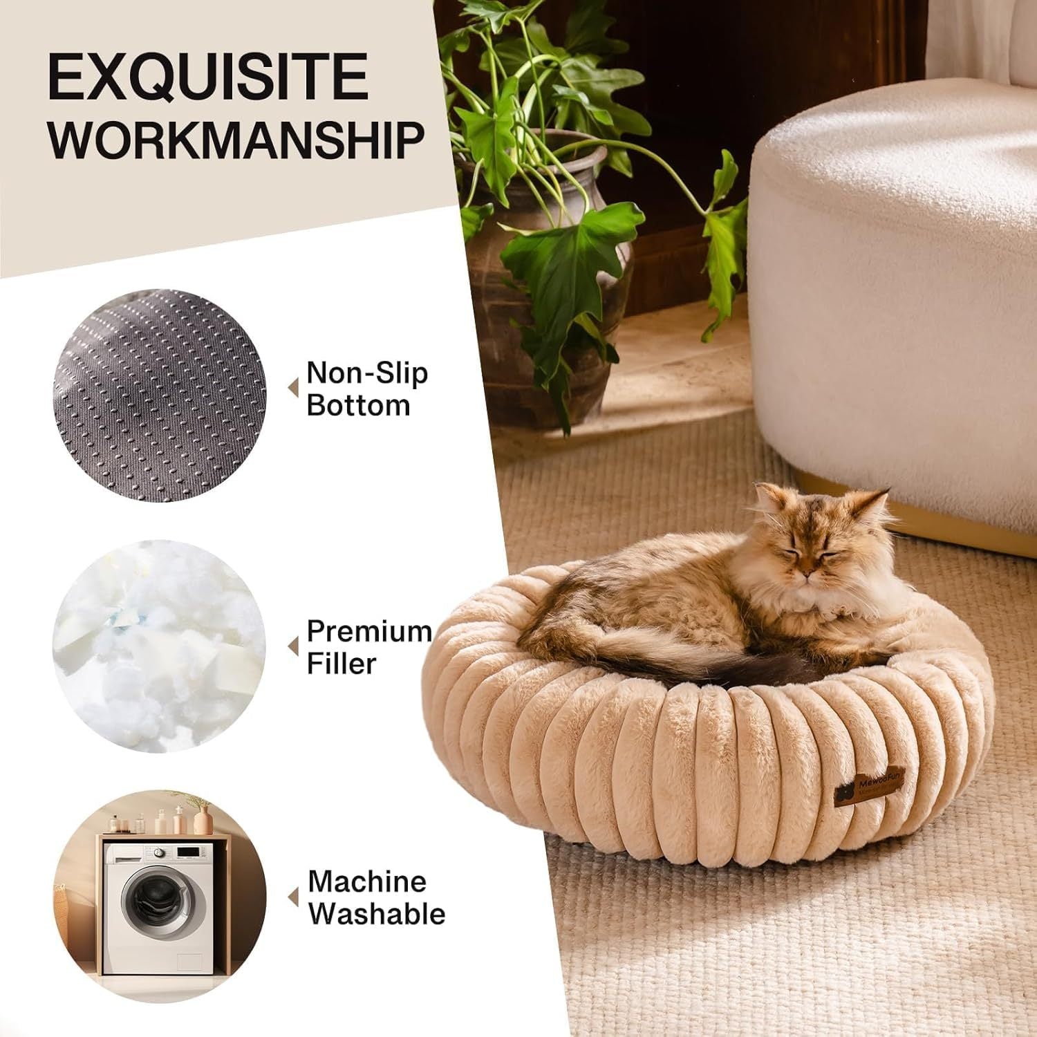 Mewoofun Donut Dog Bed For Medium Dogs - Calming Pet Bed Wit | Other