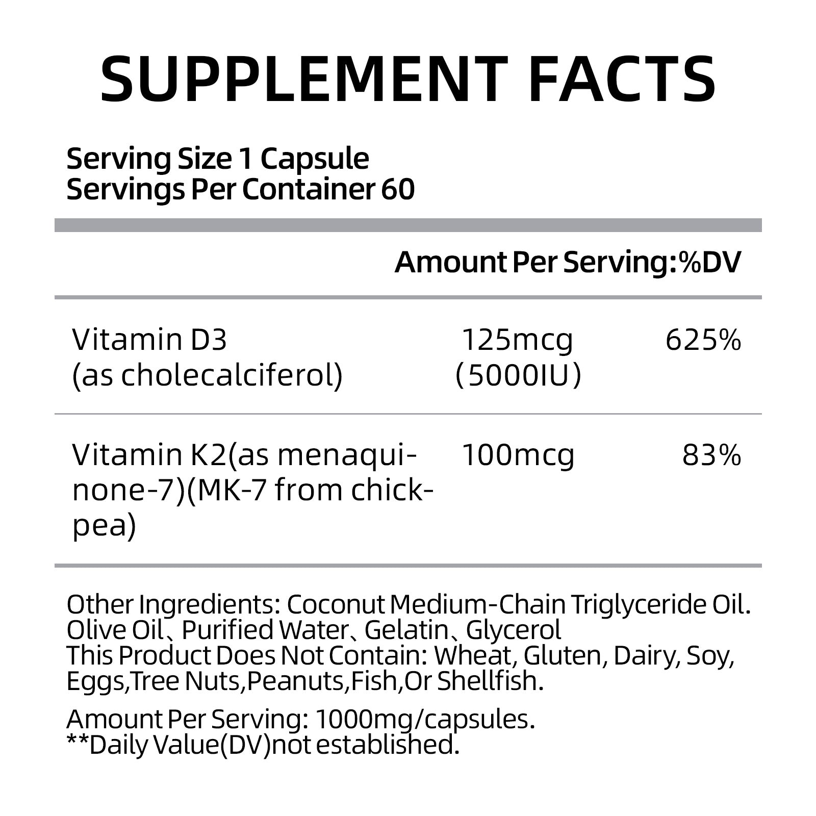 Vitamin D3 K2 Capsules | Other