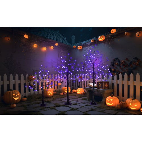 3 Pac Halloween Spooky Tree With Purple Lights, 4ft 5ft And | Other