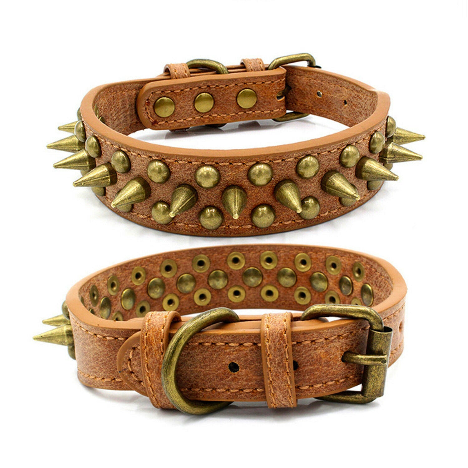 Retro Studded Spiked Rivet Large Dog Pet Leather Collar Pit | Other