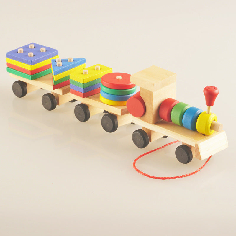 Wooden Train Three-section Tractor Toy Children's Intelligen | Electronic Learning Toys