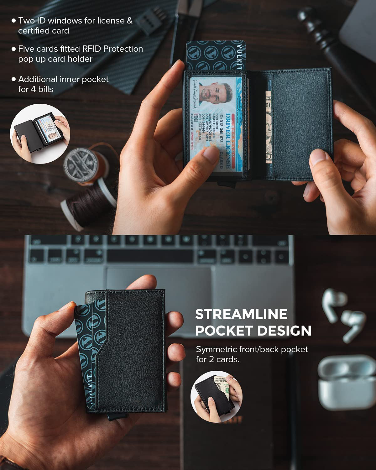 Credit Card Case With Double Id Window Rfid Blocking Automat | Other