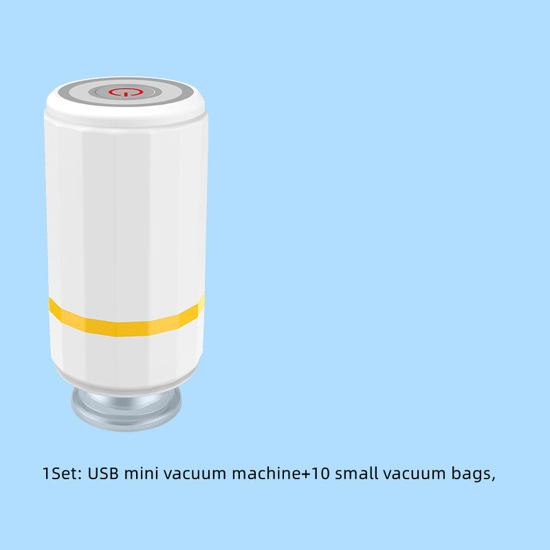 Mini USB Rechargeable Vacuum Sealer Pump – Portable Food & Clothes Saver with Storage Bags