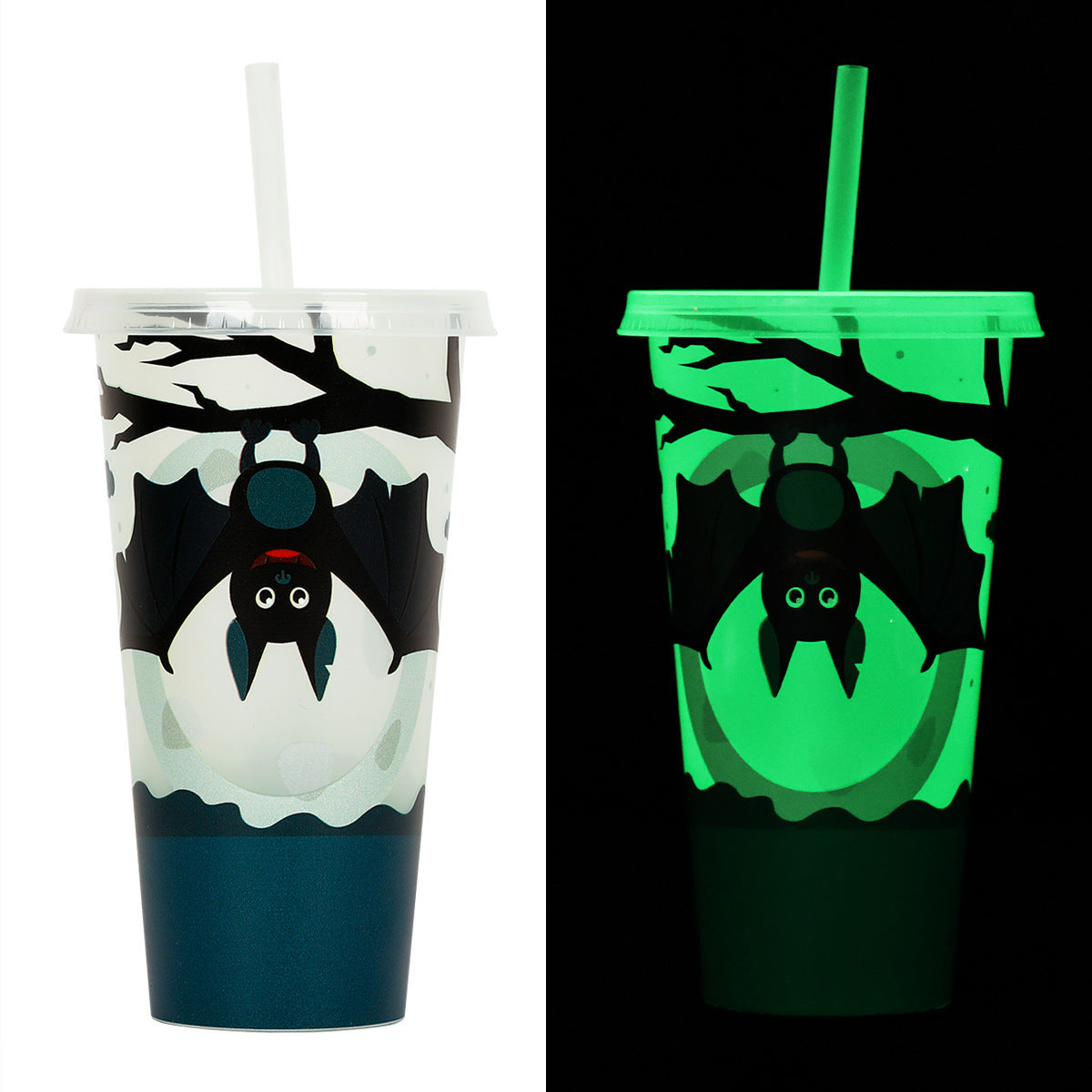 720ml Plastic Sippy Cup Halloween Luminous Straw Cup | Other