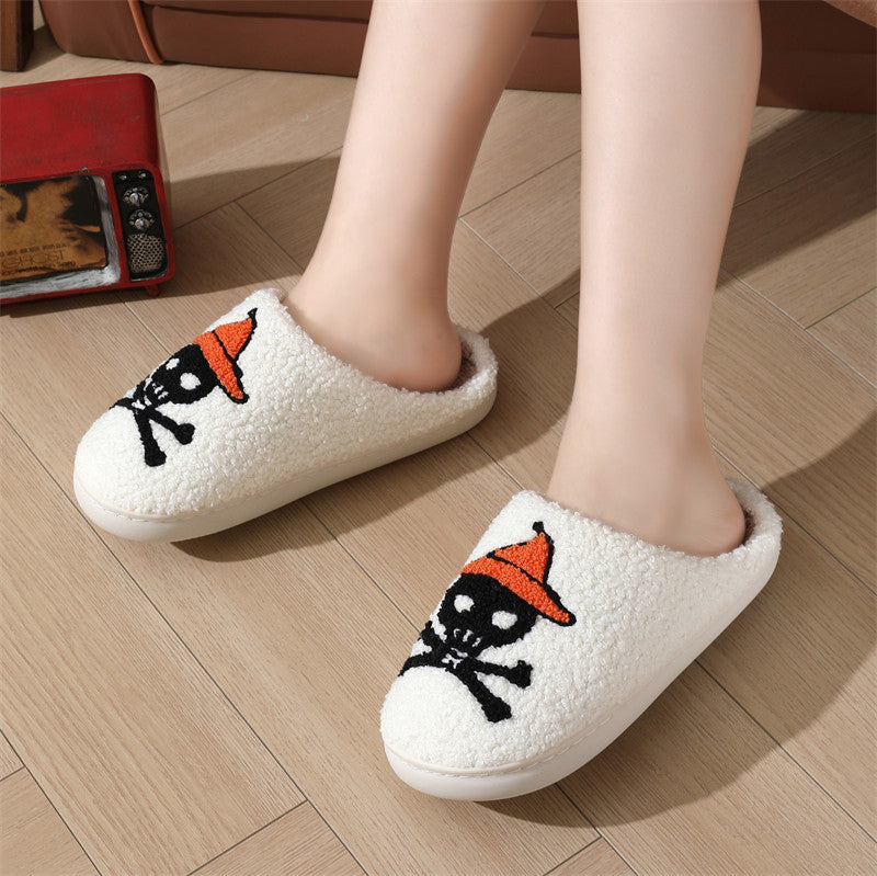 Halloween Skull Rose Slippers Winter Warm Indoor Floor Bedro | Other