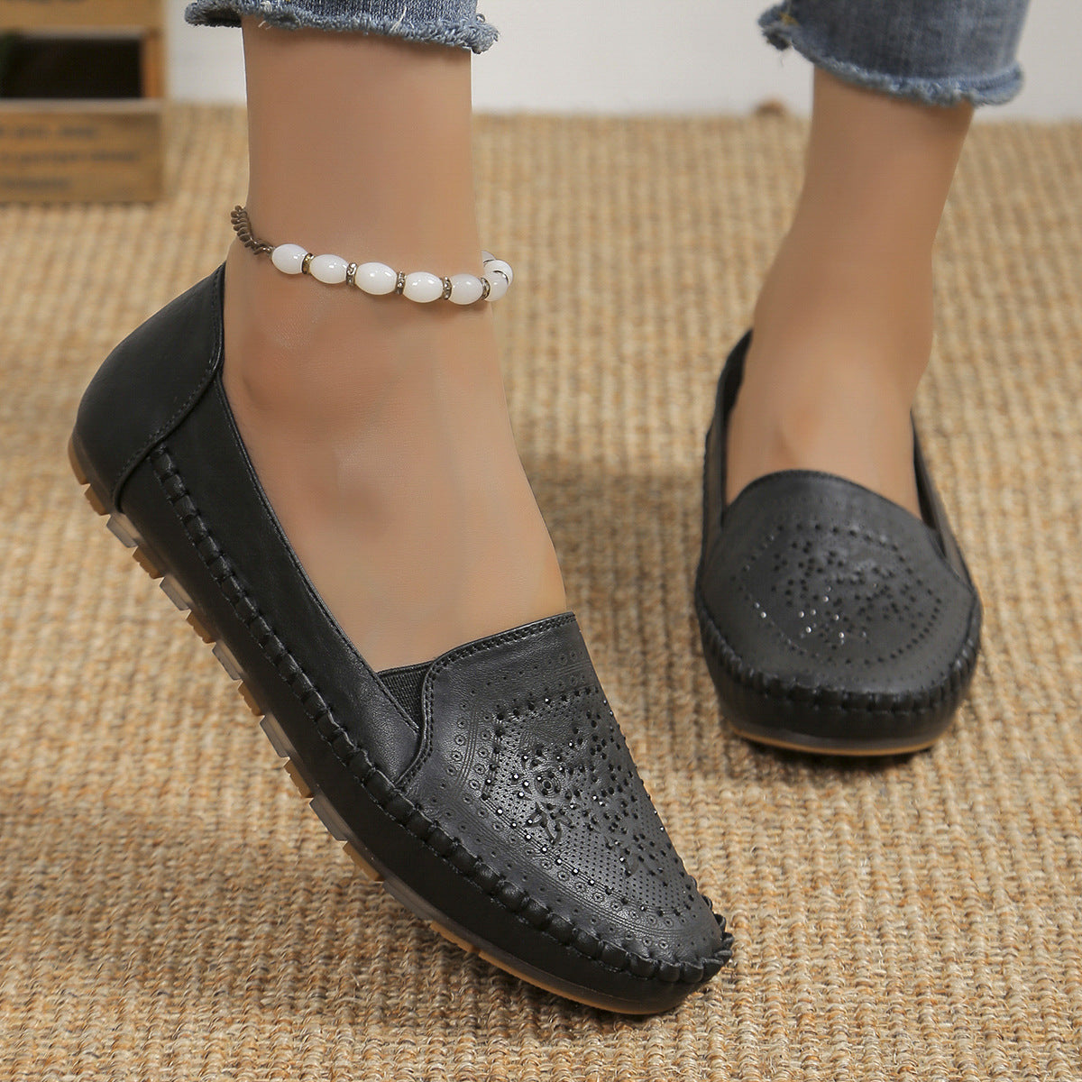 Handmade Stitching Gommino Solid Color Casual Women's Shoes | Shoes