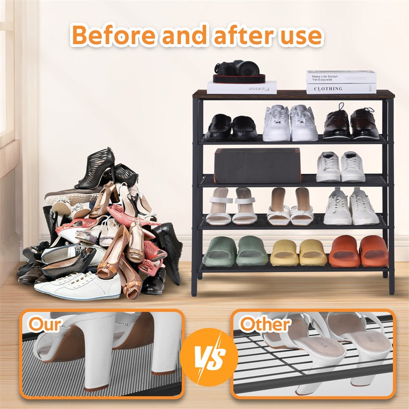4-tier Shoe Rack With Grid Rack Wooden Rustic Foyer Shoe Rac | Other