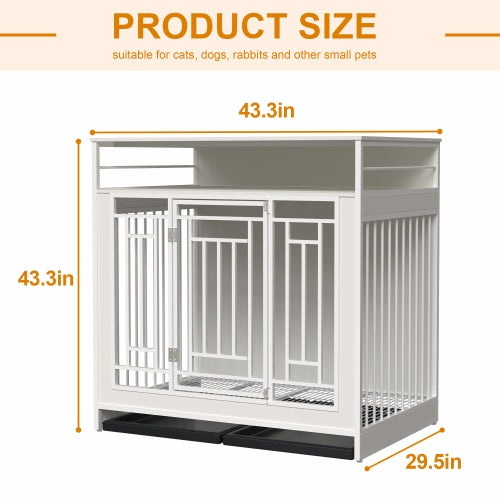 43.3 Inch Large Dog Kennel Furniture, Wooden Kennel With Div | Home & Garden