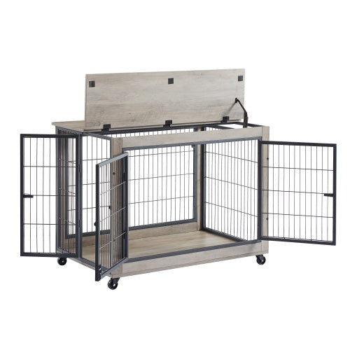 Furniture Style Dog Cage Side Table With Wheels With Double | Home & Garden