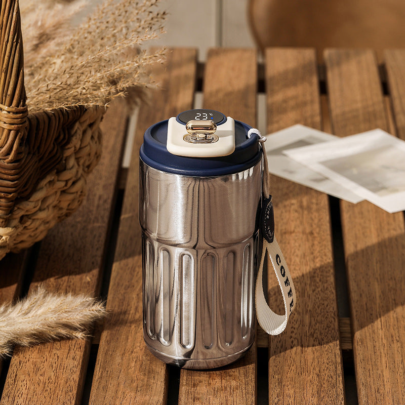 Smart Digital Thermal Bottle – 450ml Stainless Steel Insulated Coffee Mug with LED Temperature Display
