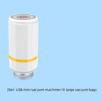 Mini USB Rechargeable Vacuum Sealer Pump – Portable Food & Clothes Saver with Storage Bags
