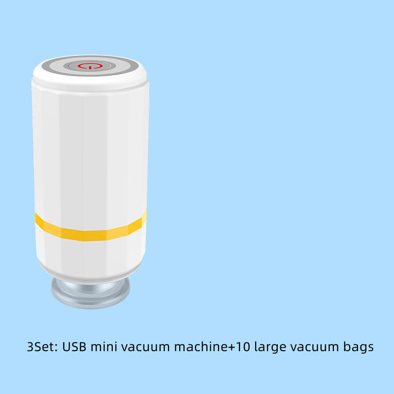 Mini USB Rechargeable Vacuum Sealer Pump – Portable Food & Clothes Saver with Storage Bags