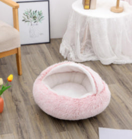 2 In 1 Dog And Cat Bed Pet Winter Bed Round Plush Warm Bed H | Other